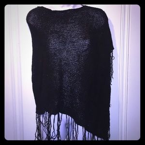 Black knit shawl/poncho